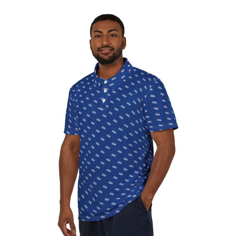 All-Over Print Polo Shirt Dark Blue